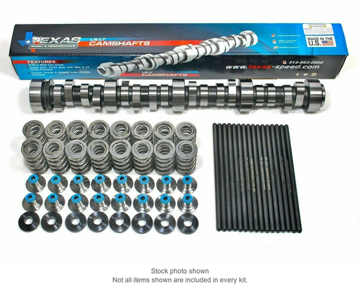 Representative TSP rectangular-port LS dual spring camshaft package. Stock photo shown; not all items shown are included in every kit.