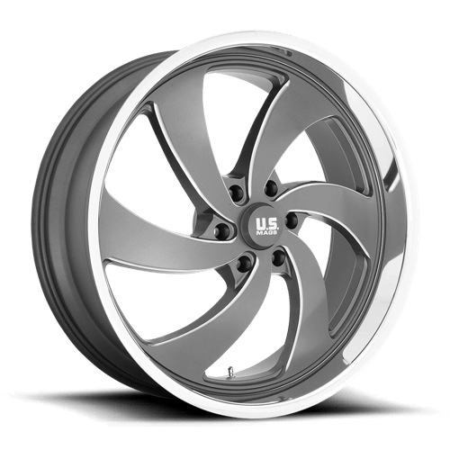 US Mags U133 24x9 6X5.5 Anthracite with Milled Diamond-Cut Lip wheel - view 1