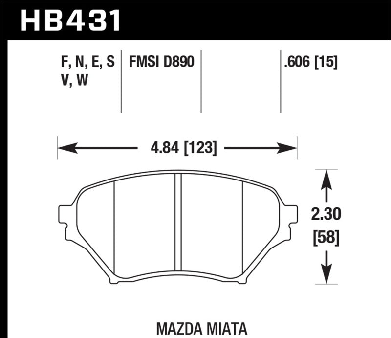 Hawk DTC-60 Front Race Brake Pads for 2001-2005 Mazda Miata with Sport Suspension - HB431G.606