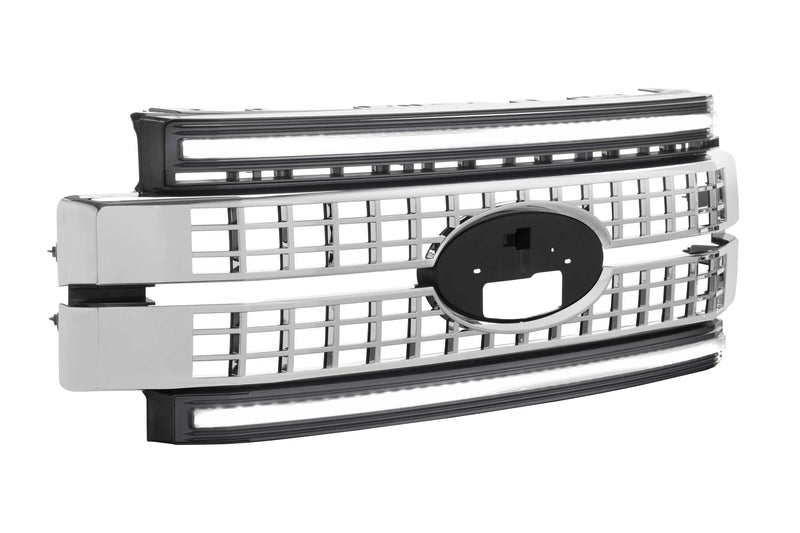 XBG LED Grille: Ford Super Duty (17-19) (Chrome Finish / White DRL)