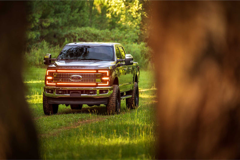 XBG LED Grille: Ford Super Duty (17-19) (Chrome Finish / Amber DRL)