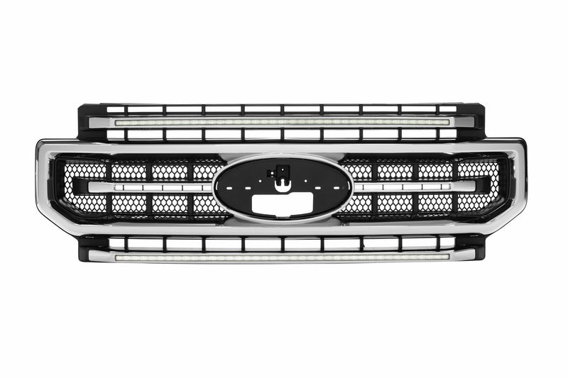 XBG LED Grille: Ford Super Duty (20-22) (Chrome Finish / White DRL)