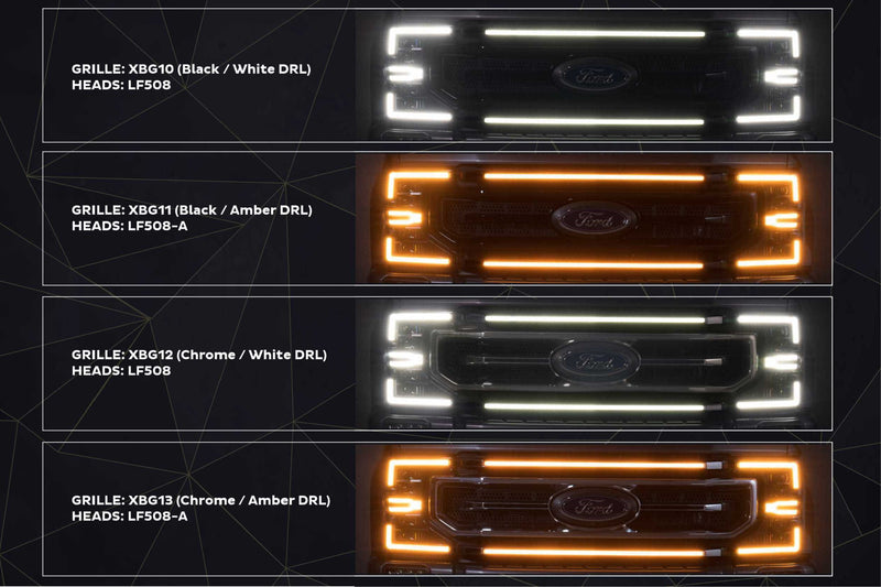 XBG LED Grille: Ford Super Duty (20-22) (Chrome Finish / White DRL)