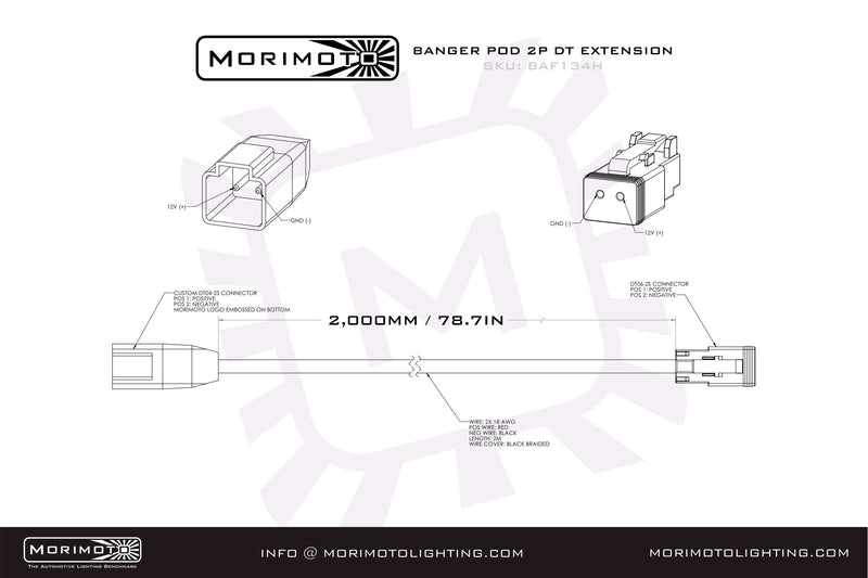 Morimoto 2P DT Extension Harness: (1/2/4Banger) (2M Long)