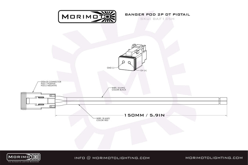 Morimoto 2P DT Pigtail Harness: (1/2/4Banger) (6in Long)