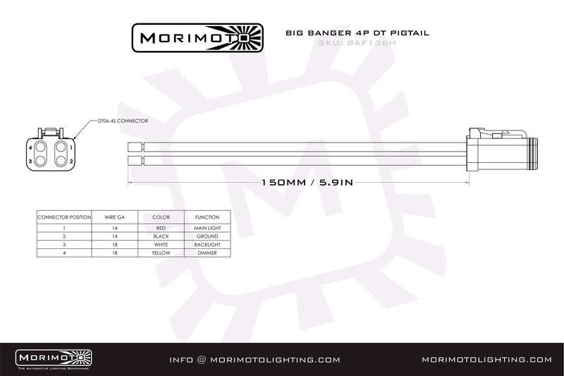 Morimoto 4P DT Pigtail Harness: (BigBanger) (6in Long)