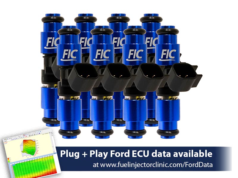 1650cc (160 lbs/hr at 43.5 PSI fuel pressure) FIC Fuel Injector Clinic Injector Set for Mustang GT (2005-2016 )/GT350 (2015-2016)/ Boss 302 (2012-2013)/Cobra (1999-2004)  (High-Z)