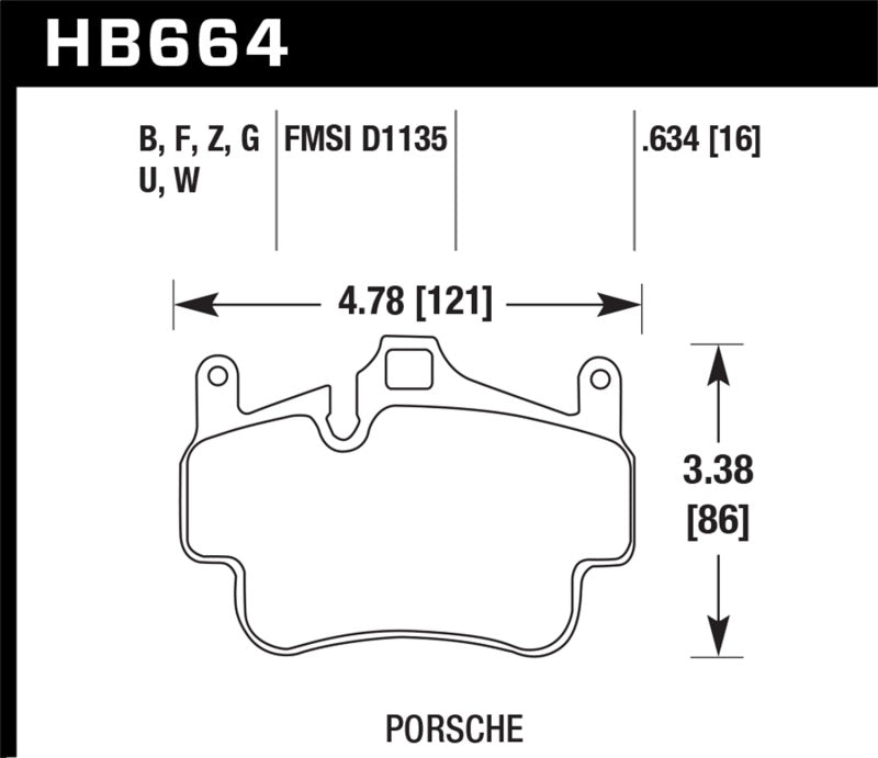 Hawk Performance Ceramic Brake Pads for Select Porsche 911, Boxster and Cayman Applications - HB664Z.634