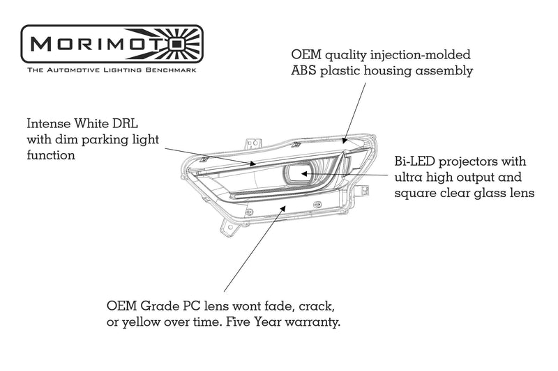 XB LED Headlights: Ford Mustang (15-17) (Pair / ASM)