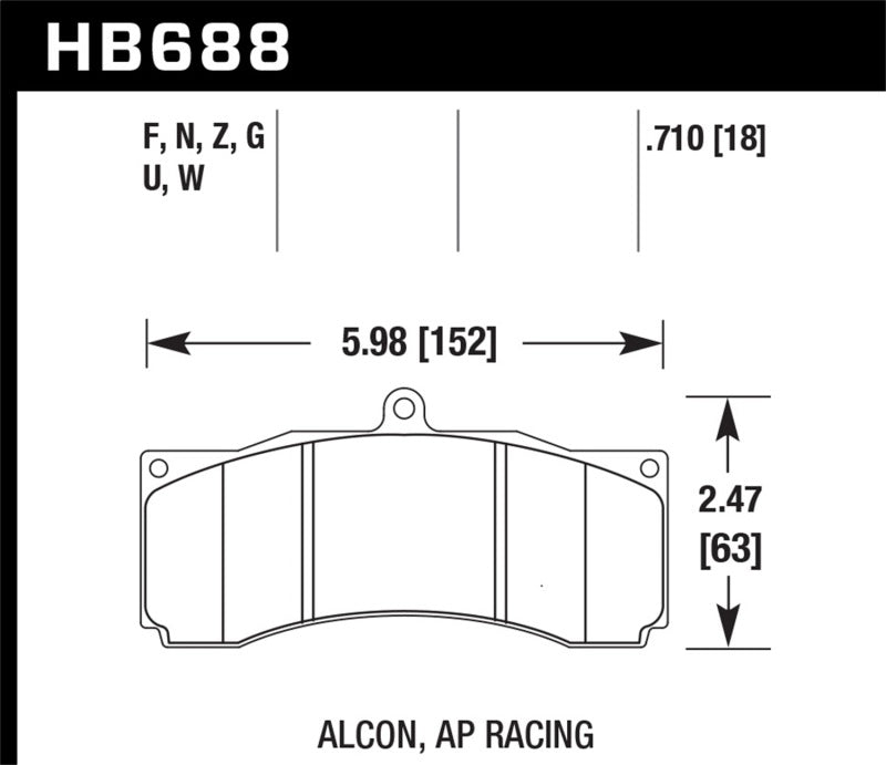 Hawk HPS Brake Pads for Alcon, AP Racing and Baer Calipers - HB688F.710