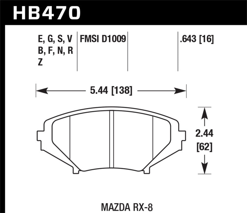 Hawk HPS Front Brake Pads for 2004-2011 Mazda RX-8 - HB470F.643