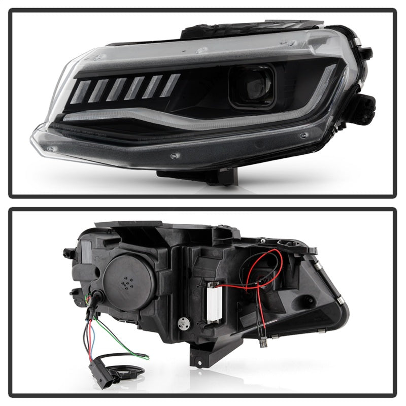 Custon LED Chevy Camaro 16-18 Halogen Model Projector Headlights Black PRO-YD-CCAM16HALSI-SEQ-BK (OpenBox)