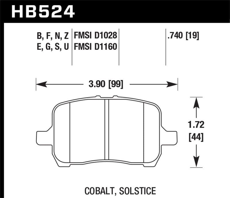 Hawk HPS Front Brake Pads for Select Chevrolet and Pontiac Applications - HB524F.740