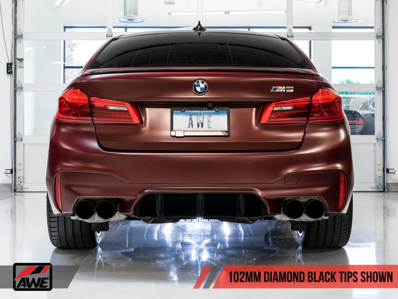 AWE Tuning 18-19 BMW M5 (F90) 4.4T AWD SwitchPath Axle-Back Exhaust - Diamond Black Tips