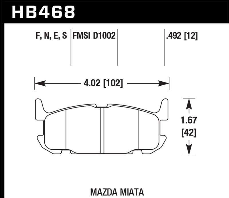 Hawk HPS 5.0 Rear Brake Pads for 2004-2005 Mazda Miata with Sport Suspension - HB468B.492