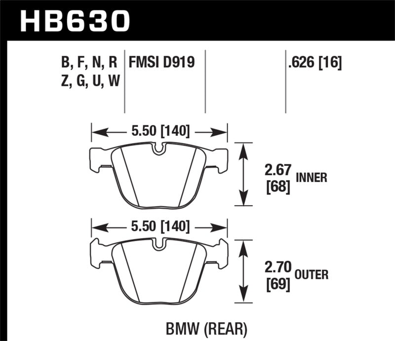 Hawk DTC-30 Rear Race Brake Pads for Select BMW Performance Applications - HB630W.626