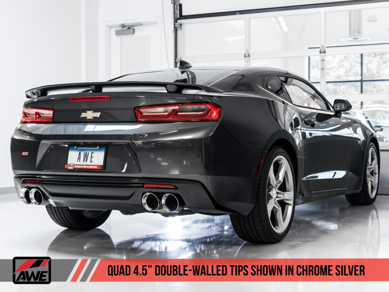 AWE Tuning 16-19 Chevrolet Camaro SS Axle-Back Exhaust - Track Edition (Quad Chrome Silver Tips)
