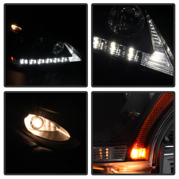 Spyder Lexus RX330 2004-2006 Projector Headlights Halogen Model- DRL LED Blk PRO-YD-LRX35004-DRL-BK