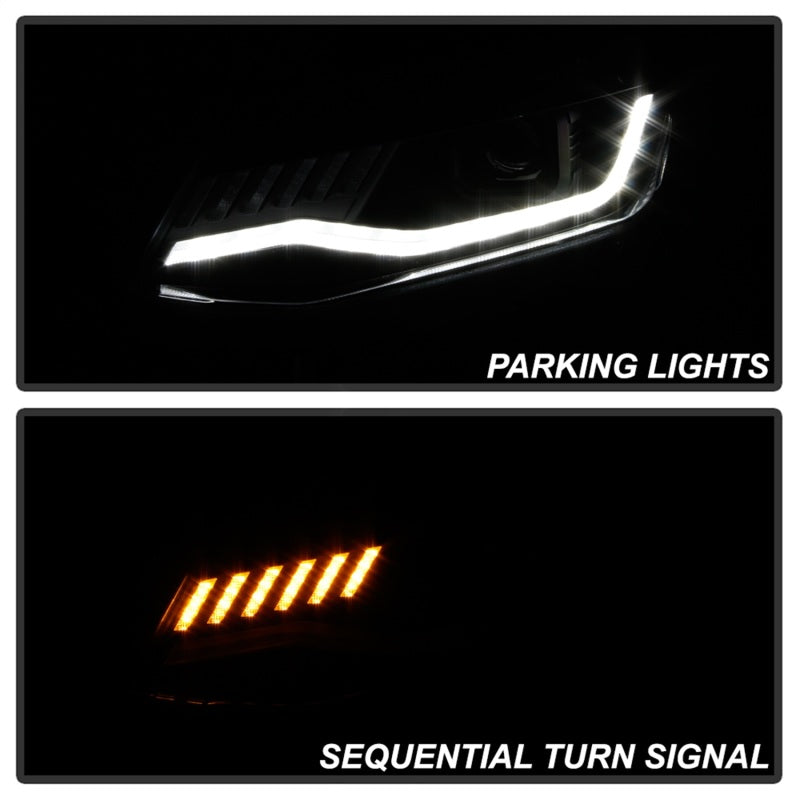 Custon LED Chevy Camaro 16-18 Halogen Model Projector Headlights Black PRO-YD-CCAM16HALSI-SEQ-BK (OpenBox)