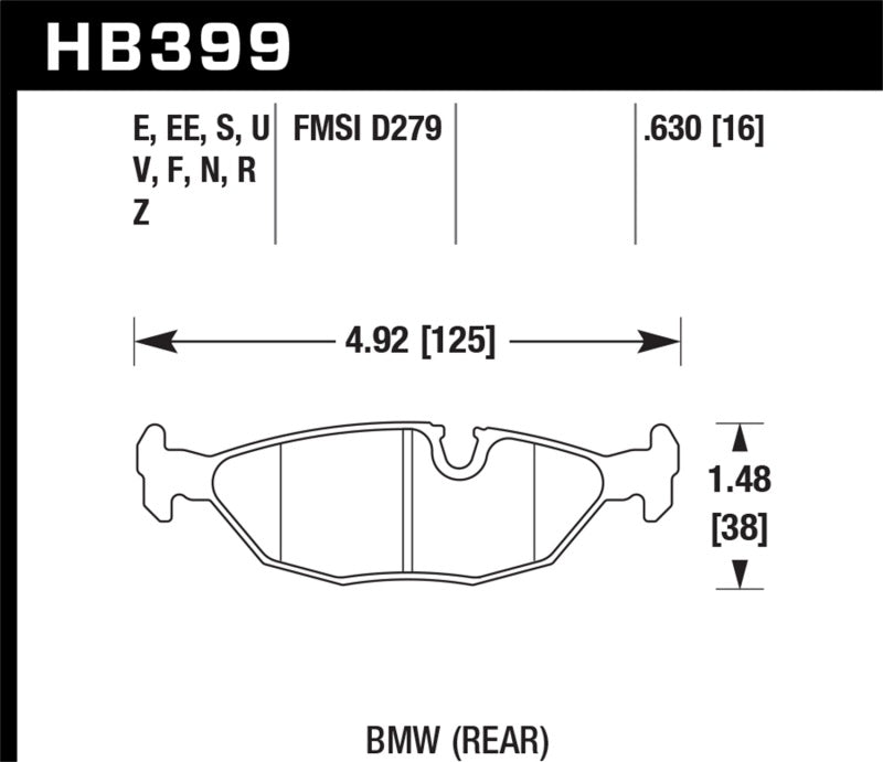 Hawk DTC-50 Rear Race Brake Pads for Select BMW E30 and E28 Applications - HB399V.630