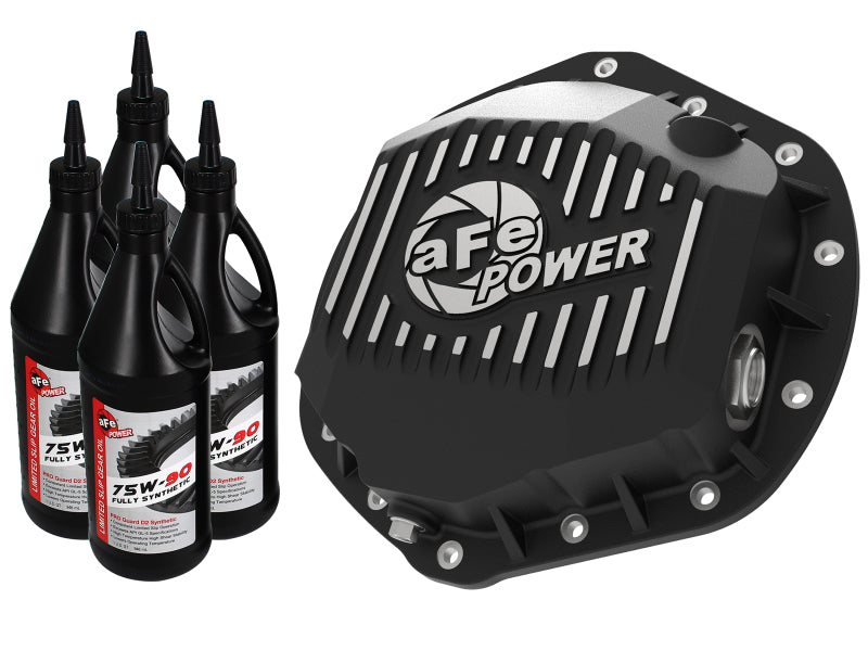 aFe Power Pro Series Rear Differential Cover Black w/Machined Fins &amp; Gear Oil 14-18 RAM 6.7L Diesel