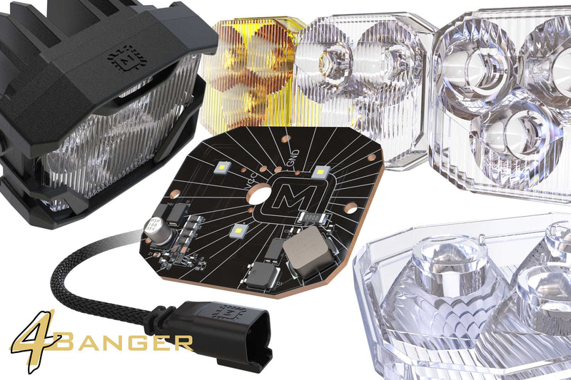 Morimoto 4Banger HXB LED Pods (SAE Wide / Yellow)(Set)