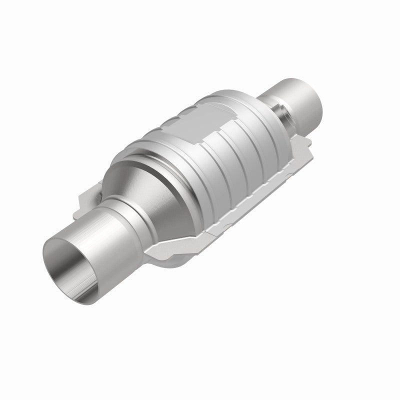 MagnaFlow Univ Conv 2in In/Out Ctr/Ctr Round 9in Body L x 5.125in W x 13in Overall L Single O2 Port