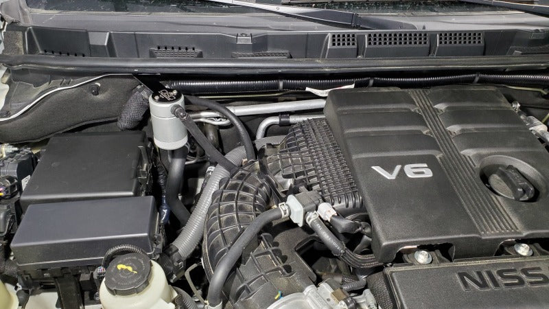 J&amp;L 2022-2026 Nissan Frontier 3.8L V6 Passenger Side Oil Separator 3.0 - Clear Anodized