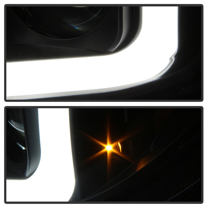 Spyder 08-13 Toyota Sequoia Projector Headlights - Light Bar DRL - Black PRO-YD-TTU07V2-LB-BK