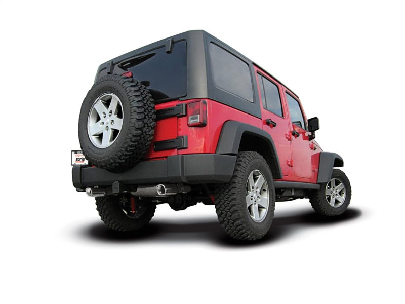 Borla 12-14 Jeep Wrangler JK 2Dr & 4Dr Rear Section ATAK Single Square Rolled Angle-Cut Exit Exhaust