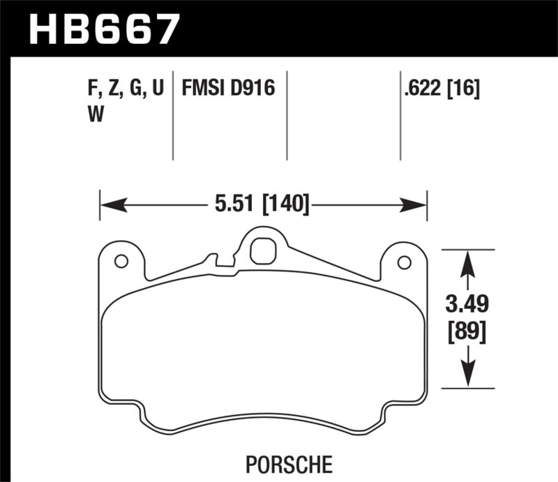 Hawk HPS Front Brake Pads for Select Porsche 911 Applications - HB667F.622