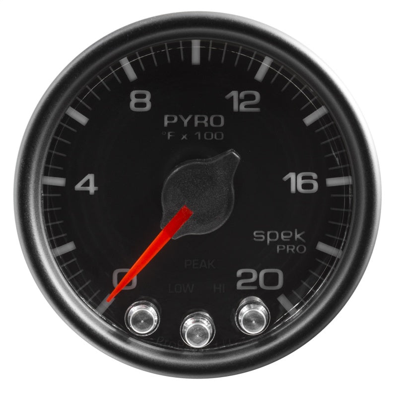 Autometer Spek-Pro Gauge Pyro. (Egt) 2 1/16in 2000f Stepper Motor W/Peak &amp; Warn Blk/Blk