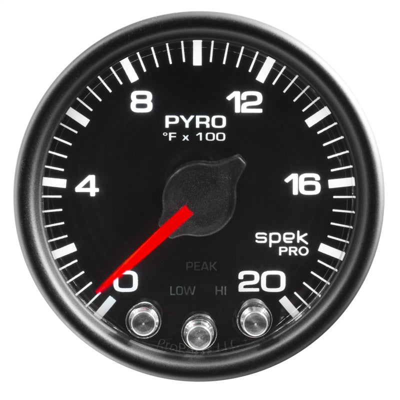Autometer Spek-Pro Gauge Pyro. (Egt) 2 1/16in 2000f Stepper Motor W/Peak &amp; Warn Blk/Blk