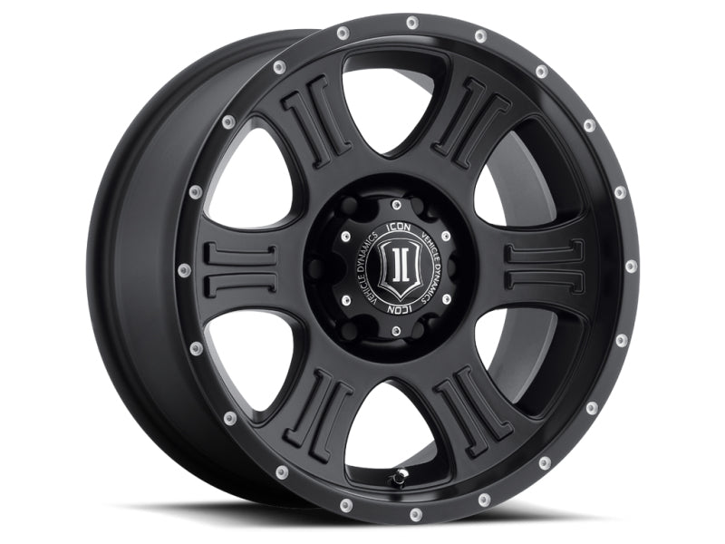 ICON Shield 17x8.5 6x5.5 0mm Offset 4.75in BS 106.1mm Bore Satin Black Wheel (CLOSE OUT)