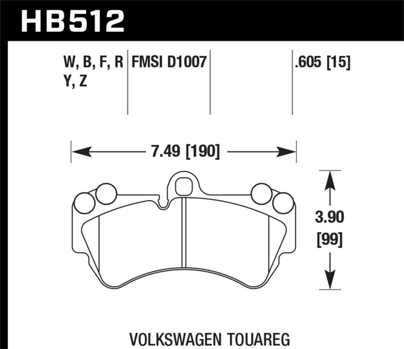 Hawk Performance Ceramic Front Brake Pads for Touareg, Cayenne and G550 4x4 - HB512Z.605
