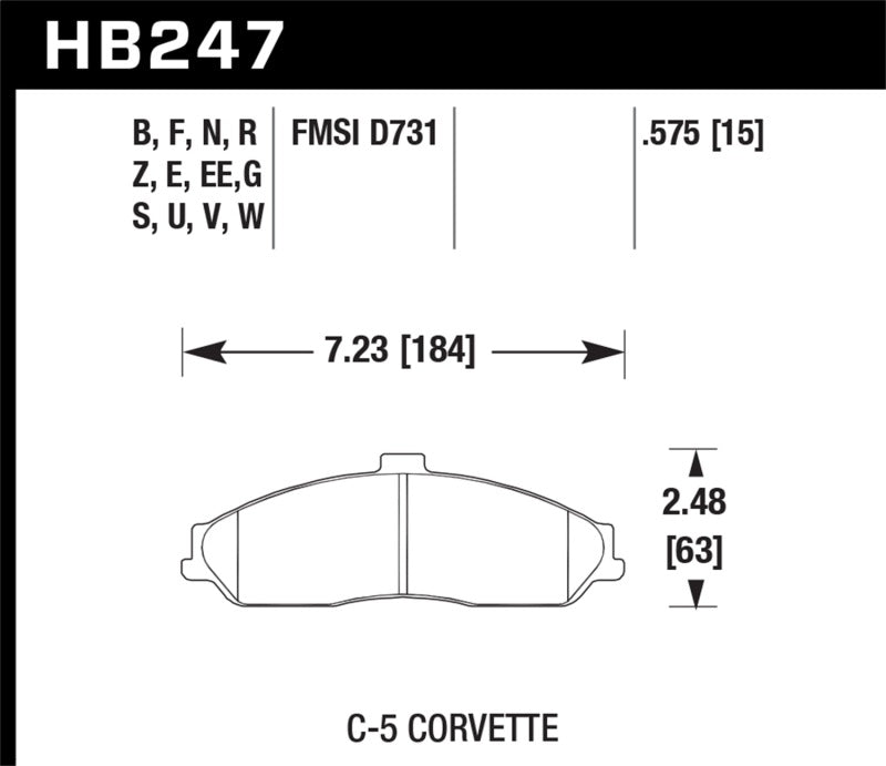 Hawk DTC-60 Front Race Brake Pads for Corvette, Cadillac XLR and Pontiac GTO - HB247G.575