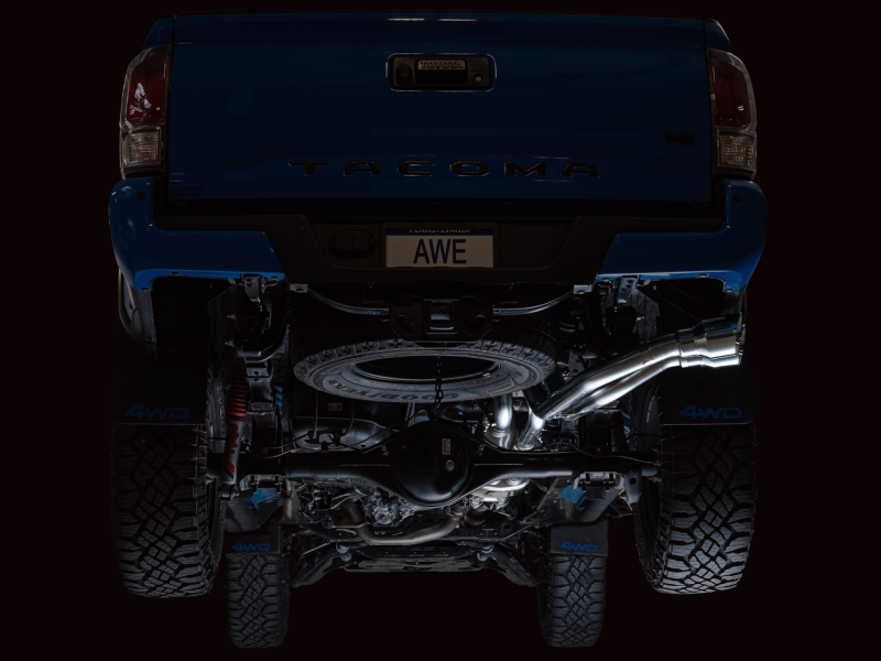 AWE Tuning 16-22 Toyota Tacoma 0FG Cat-Back Exhaust w/ BashGuard - Dual Chrome Silver Tips