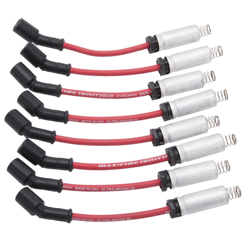 Edelbrock Spark Plug Wire Set LSx Kit w/ Metal Sleeves 99-15 50 Ohm Resistance Red Wire (Set of 8) (CLOSE OUT)