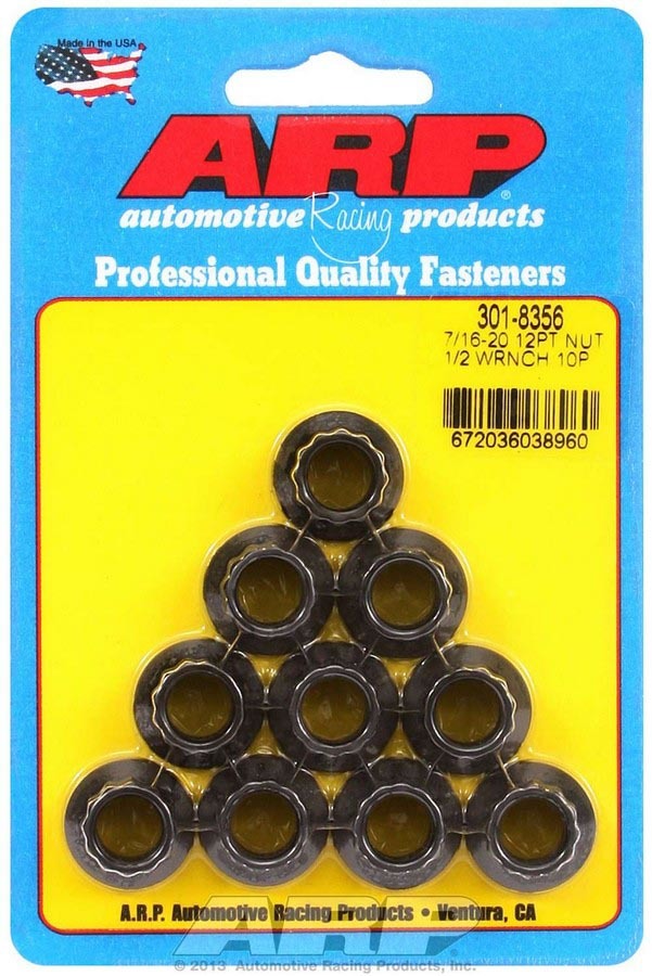 ARP 7/16-20 1/2 Socket 12 Pt Nut Kit (Pack of 10)