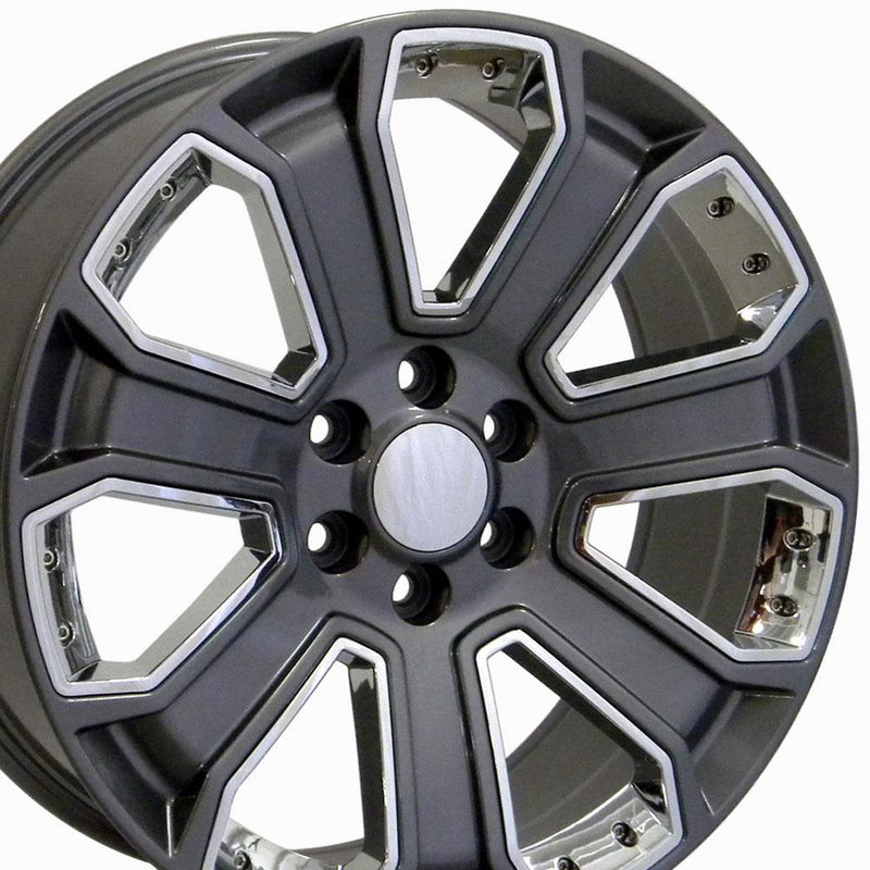22" Replica Wheel CV93 Fits Chevrolet Silverado Rim 22x9 Gunmetal Wheel