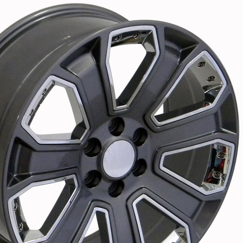 22" Replica Wheel CV93 Fits Chevrolet Silverado Rim 22x9 Gunmetal Wheel