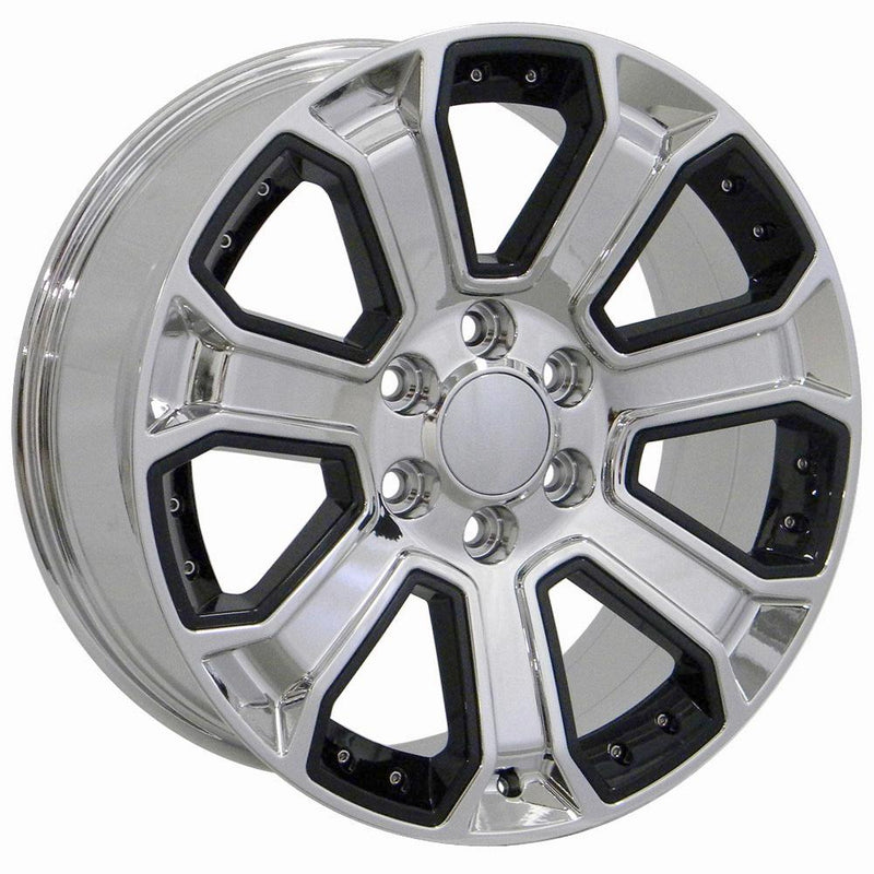 22" Replica Wheel fits Chevy Silverado - CV93B Chrome with Black Insert 22x9
