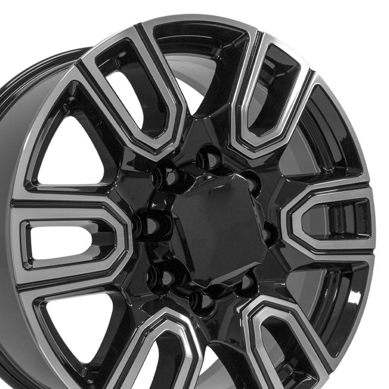 20" Replica Wheel fits GMC Sierra 2500/3500 - CV96B Black Machined 20x8.5