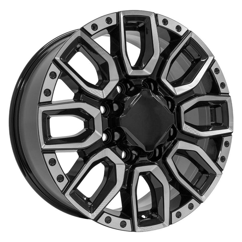 20" Replica Wheel fits GMC Sierra 2500/3500 - CV97A Black with Milled Edge 20x8.5
