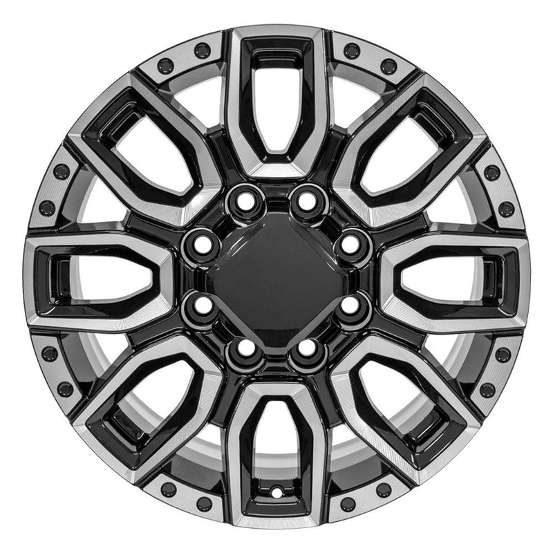 20" Replica Wheel fits GMC Sierra 2500/3500 - CV97B Black with Milled Edge 20x8.5