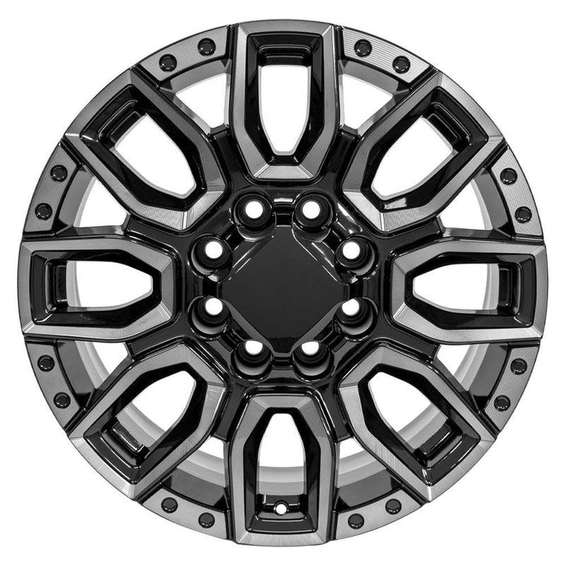 20" Replica Wheel fits GMC Sierra 2500/3500 - CV97B Black Milled Edge with Tinted Clear 20x8.5