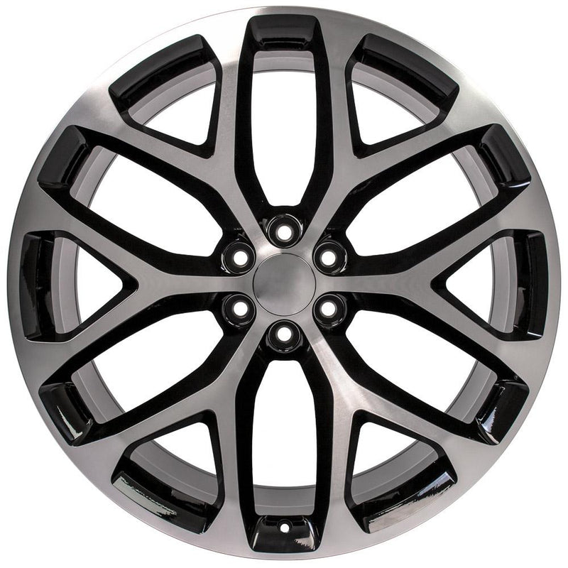 26" Replica Wheel CV98 Fits Chevy Silverado Rim 26x10 Black Mach'd Wheel