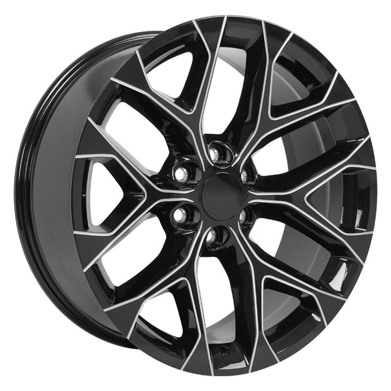 22" Replica Wheel fits Chevy Silverado - CV98B Black with Milled Edge 22x9