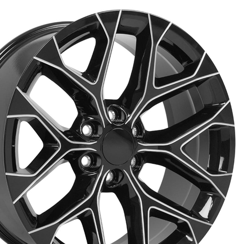 22" Replica Wheel fits Chevy Silverado - CV98B Black with Milled Edge 22x9