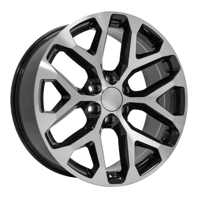 22" Replica Wheel fits Chevy Silverado - CV98B Black Machined 22x9